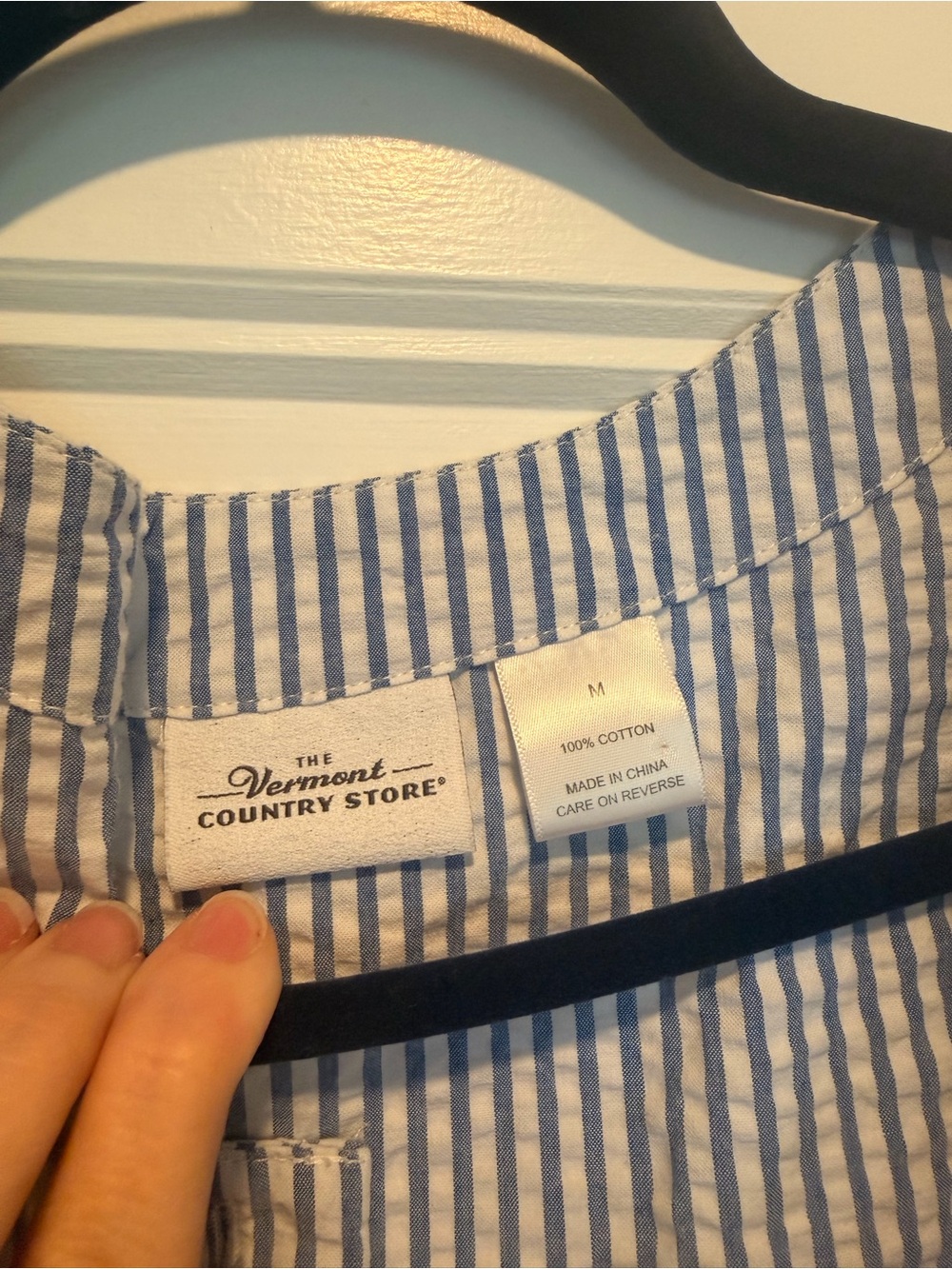 Blue and White Seersucker Stripe Button-Front Midi Dress - Picture 2 of 3